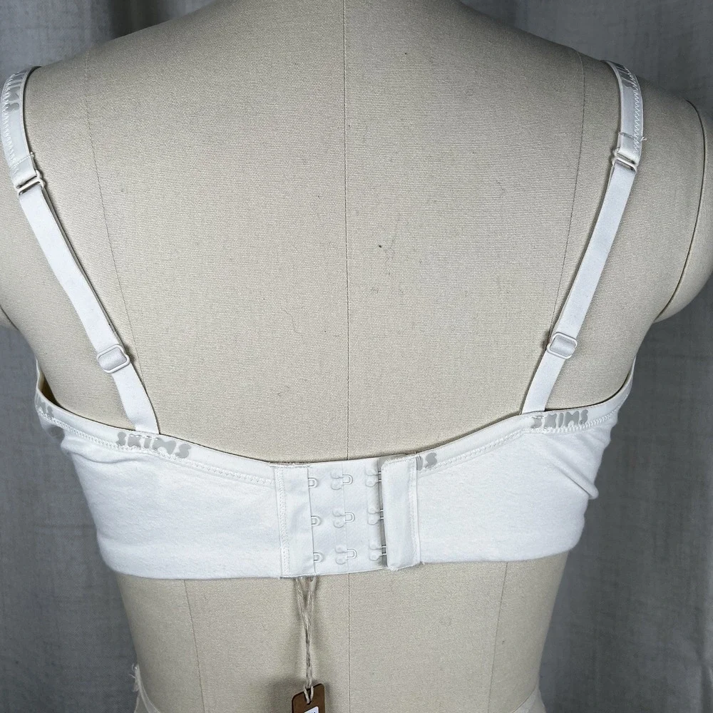 NEW! Skims Cotton Logo Underwire‎ Demi Bra Marble White 38DDDD Adjustable